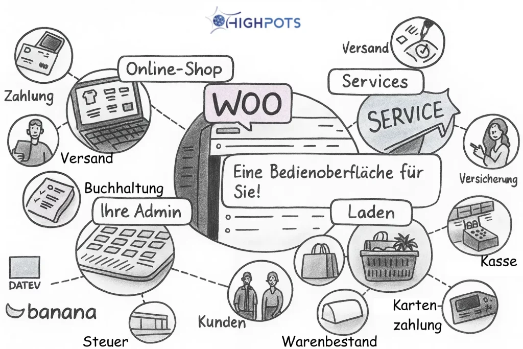 INfografik: Wie StoreConnect WooCommerce und Ladengeschäft verbindet