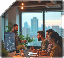 Team bei der Entwicklung maßgeschneiderter Softwarelösungen für Unternehmensanwendungen